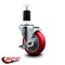 Service Caster 4'' Red Poly Swivel 1-1/2'' Expanding Stem Caster with Brake SCC-EX20S414-PPUB-RED-TLB-112 - alternate 4